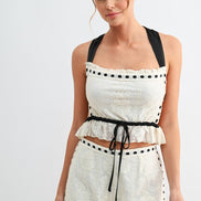 Riviera Lace Contrast Shorts Set