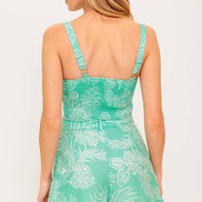 Vacay Mint Palm Printed Woven Top and Short Set