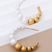 Gold Dipped Pearl Hoop Earrings