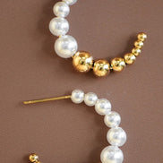 Gold Dipped Pearl Hoop Earrings