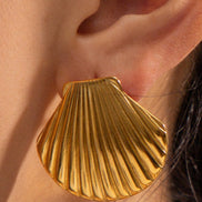 Chunky Seashell Statement Stud Earrings