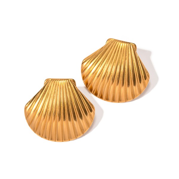Chunky Seashell Statement Stud Earrings