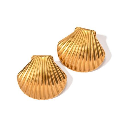 Chunky Seashell Statement Stud Earrings