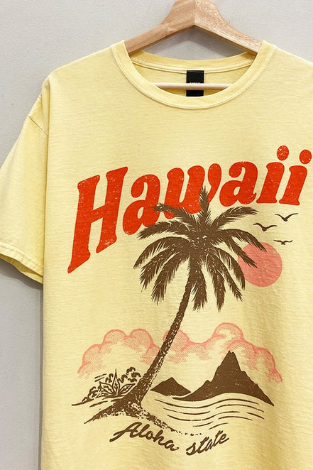 Oversized Hawaii Sunset Yellow T-shirt