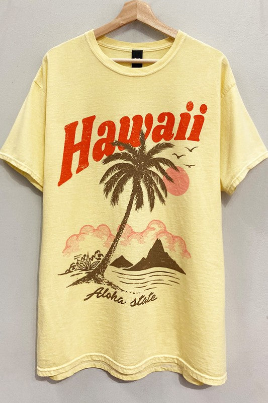 Oversized Hawaii Sunset Yellow T-shirt