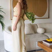 Front Tie Cropped Cami Top And Wide Leg Pant Set