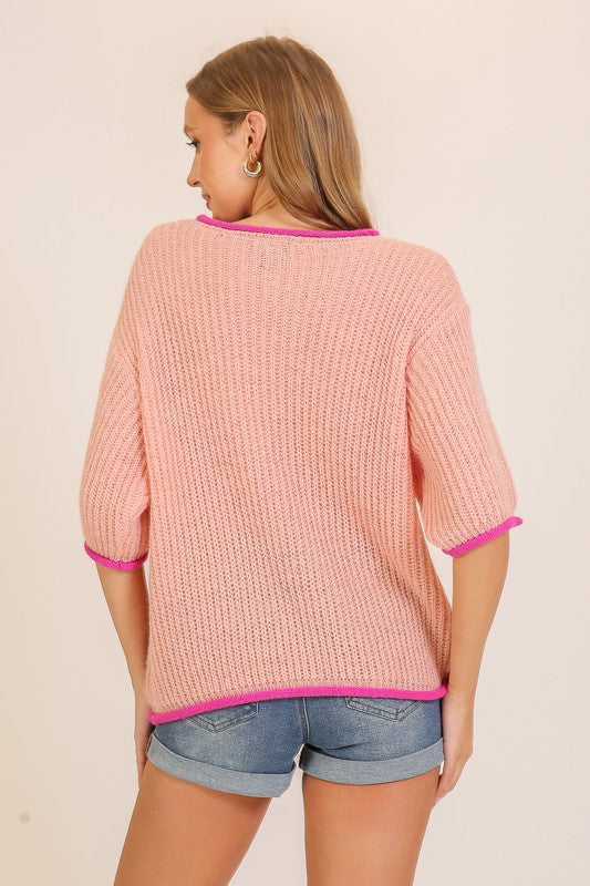 Knit Short Sleeve Sweater