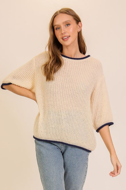 Knit Short Sleeve Sweater