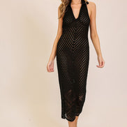Knitted Halter-neck Crochet Dress