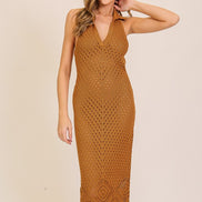 Knitted Halter-neck Crochet Dress
