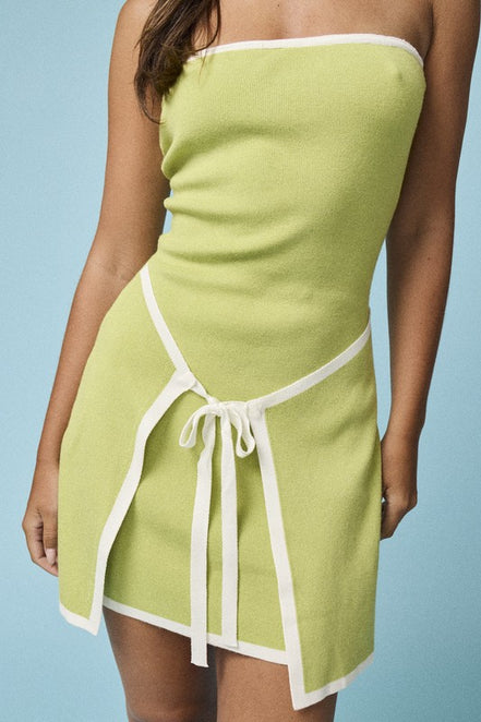 Lime/White Knit Wrap Dress