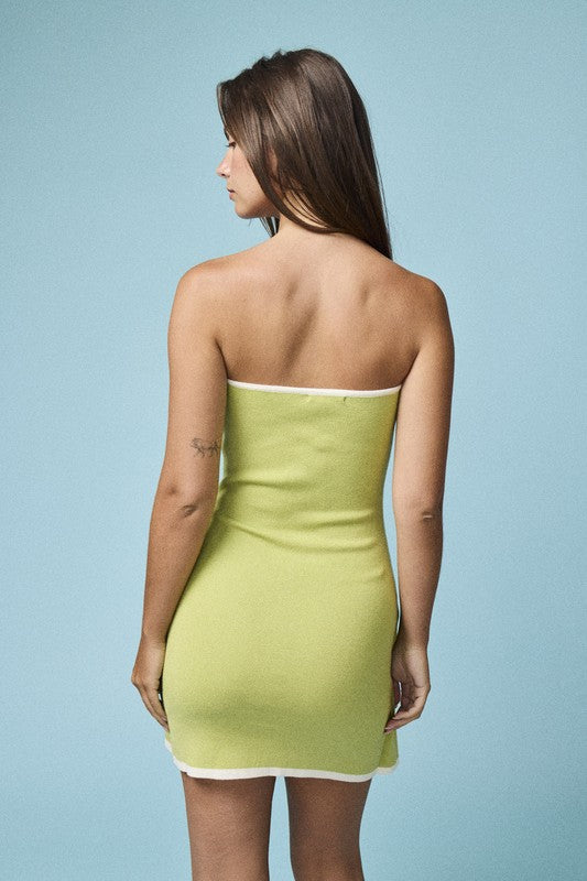 Lime/White Knit Wrap Dress