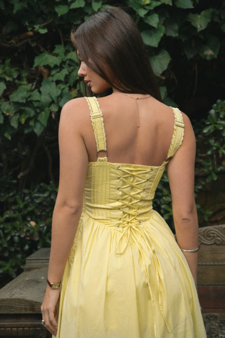 Yellow Stretch Poplin Maxi Dress