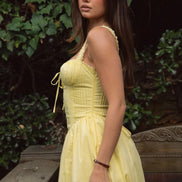 Yellow Stretch Poplin Maxi Dress