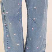 Embroidered Floral Denim Jeans