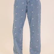 Embroidered Floral Denim Jeans