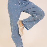 Embroidered Floral Denim Jeans