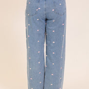 Embroidered Floral Denim Jeans