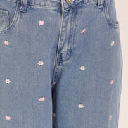 Embroidered Floral Denim Jeans