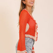 Boho Crochet Tie-front Cardigan Top
