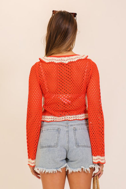 Boho Crochet Tie-front Cardigan Top