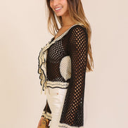 Boho Crochet Tie-front Cardigan Top