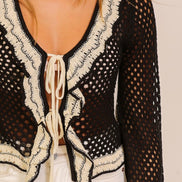Boho Crochet Tie-front Cardigan Top
