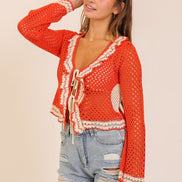 Boho Crochet Tie-front Cardigan Top