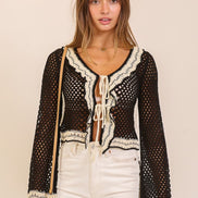Boho Crochet Tie-front Cardigan Top