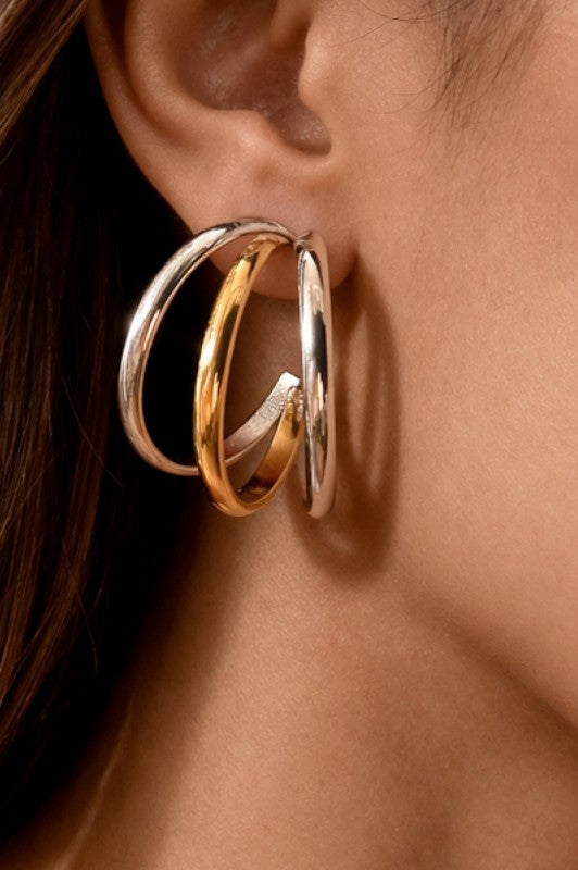 Duo Tone Statement Earrings