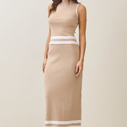 Taupe Mockneck Knit Top & Skirt Set