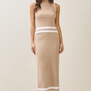 Taupe Mockneck Knit Top & Skirt Set