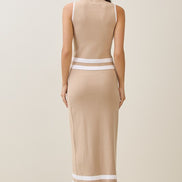 Taupe Mockneck Knit Top & Skirt Set