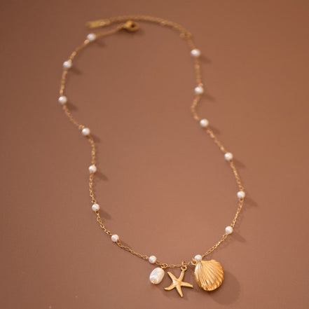 Starfish Seashell Nautical Necklace