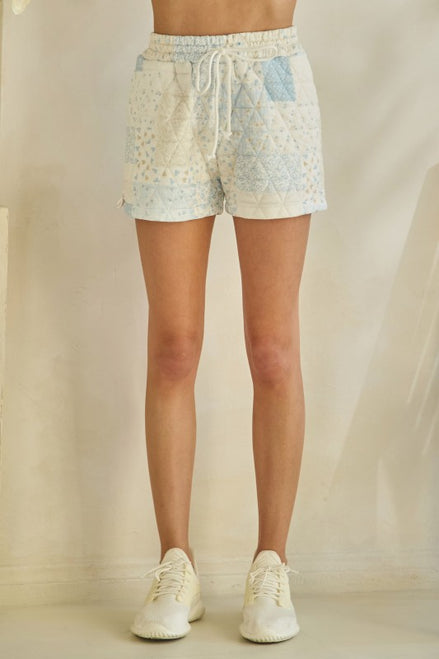 Blue Patchwork Lounge Shorts