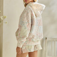 Pink Patchwork Oversized Hoodie