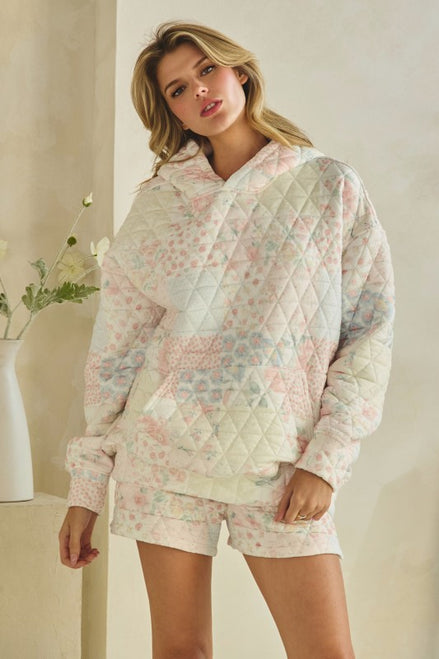Pink Patchwork Oversized Hoodie
