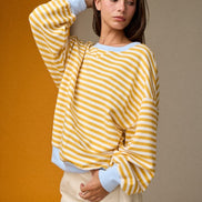 Yellow Striped Relaxed Fit Pullover