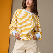 Yellow Striped Relaxed Fit Pullover