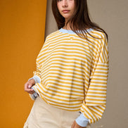 Yellow Striped Relaxed Fit Pullover