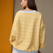 Yellow Striped Relaxed Fit Pullover
