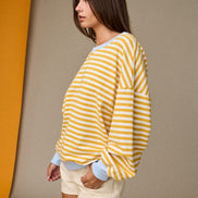Yellow Striped Relaxed Fit Pullover