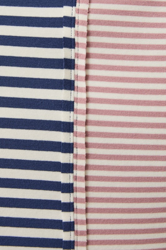 Navy/White Stripe Scooped Neck Line Stripe Sweatshirt