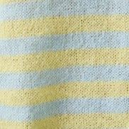 Blue/Yellow Stripe Rolled Hemline Detail Half Button Sweater