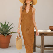 Knitted Halter-neck Crochet Dress