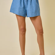 Light Denim Cropped Oversized Shirt & Short Set