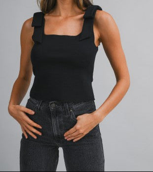 Square Neck Shoulder Bow Strap Top