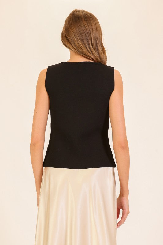 Classic Button-front Knit Tank Top