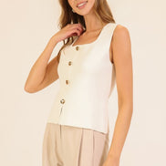 Classic Button-front Knit Tank Top