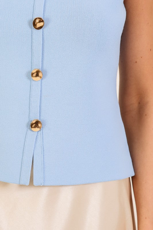 Classic Button-front Knit Tank Top